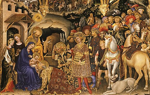 Gentile da Fabriano, Adoration of the Magi (detail), Uffizi Gallery, Florence (1423).