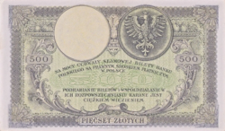 The reverse of the 1919 500-zloty note.