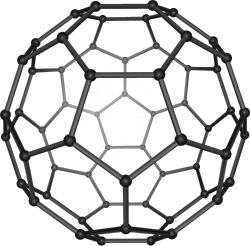 Buckminsterfullerene C60, also known as the buckyball, is a representative member of the carbon structures known as fullerenes. Members of the fullerene family are a major subject of research falling under the nanotechnology umbrella.