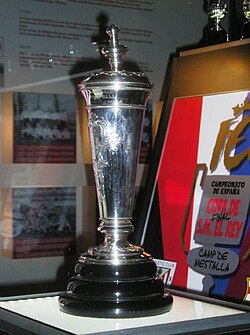 The Copa de la Coronación trophy won by Bizcaya, on display in the Athletic Bilbao museum