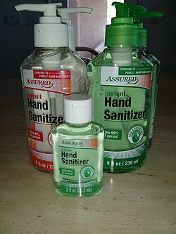 Hand sanitizer is a common consumer-level antimicrobial product