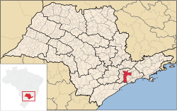 Location on a map of municipalities of the state of São Paulo
