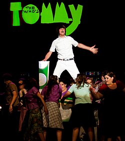 Stage adaptation of The Who's album Tommy; rock operas may be produced by recording artists, in which case they may be released as concept albums, or by theatre-oriented songwriters for staged production