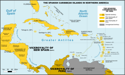 Spanish Caribbean Islands in the American Viceroyalties 1600