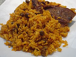 Arroz con gandules, widely regarded as "Puerto Rico's national dish"[311][312][313]