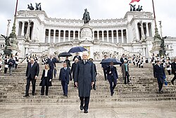 President of Italian Republic Sergio Mattarella lays a laurel wreath on the Tomb of the Unknown Soldier in Rome, 2022
