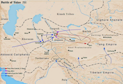Battle of Talas between Tang dynasty and Abbasid Caliphate c. 751