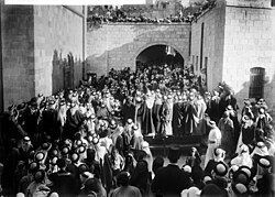 As-Salt residents gather on 20 August 1920 during the British High Commissioner's visit to Transjordan.