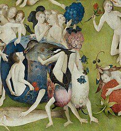 Aquilegia vulgaris served as a symbol of bodily pleasures within Hieronymus Bosch's The Garden of Earthly Delights (detail pictured).