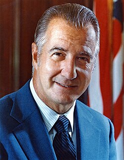 Spiro Agnew, the 39th Vice President of the United States during the Nixon administration, the highest-ranking political leader from Maryland since the nation's founding