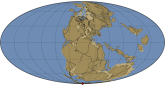 Approximate map of Earth in the Early Triassic Period.