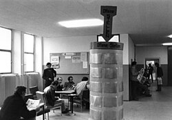A government unemployment office with job listings, West Berlin, West Germany, 1982
