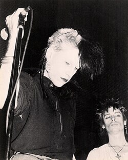 Christian Death members Rozz Williams and Johnnie Sage performing in 1983