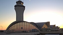 St. Louis Lambert International Airport control tower and main terminal