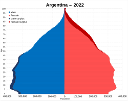 Population pyramid of Argentina in 2022 (stage 4)
