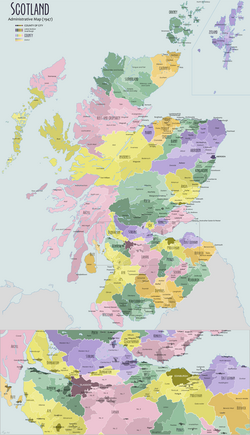 Map of counties, districts and burghs of Scotland in 1947