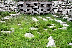 Remains of Ancient Linzi city sewer passing underneath the former city wall