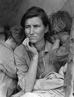 The Great Depression, with its periods of worldwide economic hardship, formed the backdrop against which the Keynesian Revolution took place (the image is Dorothea Lange's Migrant Mother depiction of destitute pea-pickers in California, taken in March 1936).