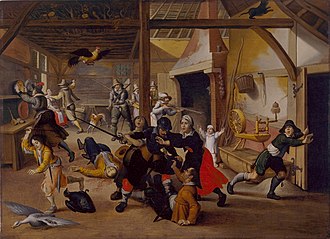Soldiers plundering a farm