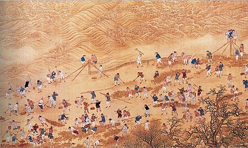 Han and Manchu people depicted together in separate styles of clothing