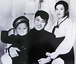 Kim Il Sung, his second wife, Kim Jong Suk, and their son, Kim Jong Il