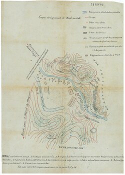 A hand-drawn Spanish military map of Emilio Aguinaldo's headquarters at Biak-na-bato (ca. 1897)