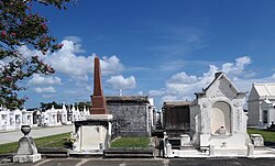 A view between the vaults at cemetery 3