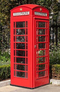 A red telephone box is a British cultural icon.[3]