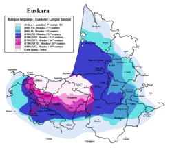 Historic recession of Basque language