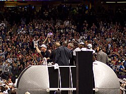 Lombardi trophy presentation following Super Bowl XLVII.