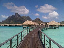 Tourist water villas in French Polynesia