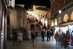 Luxury shops and boutiques along the Rialto Bridge