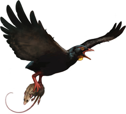 Depiction of Avisaurus preying on a prehistoric mammal
