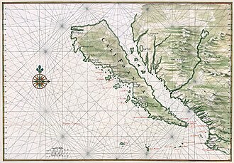 Map of the Island of California, circa 1650; restored.