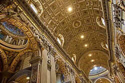 St. Peter's Basilica, completed in 1626, is the largest church building by interior volume (227,070 m3) and a principal basilica of the Catholic Church.