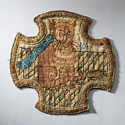 "A•CATTE". Embroidery done by Mary in captivity (now in the Royal Collection)[181][182]