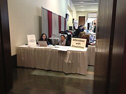 Table for attendees with disabilities, at MLA 2013 in Boston