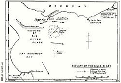 Map of the River Plate showing possible exit channels.