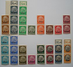 German stamps of Hindenburg marked with "Elsaß" (1940)