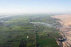 The sharp boundary between the hyper-arid desert and the irrigated Nile Valley, where most of Egypt's population and agriculture are concentrated.