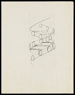 Pencil sketch of the DNA double helix by Francis Crick in 1953