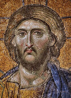 Mosaic of Christ Pantocrator from Hagia Sophia from the Deesis mosaic.