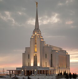 The Rexburg Idaho Temple, located adjacent to the BYU–Idaho campus