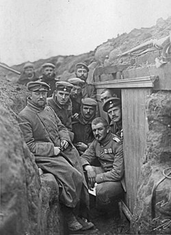 German soldiers in a trench at Ypres, December 1914