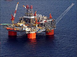 The Thunder Horse PDQ semi-submersible oil platform in the Thunder Horse Oil Field
