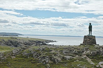 A statue of John Cabot gazing across Bonavista Bay in eastern Newfoundland