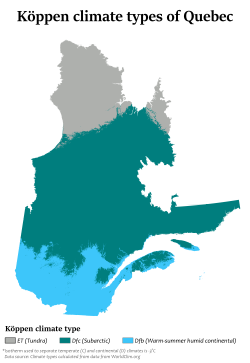 Köppen climate types of Quebec