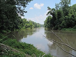 View along the former riverbed at the Tennessee/Arkansas state line near Reverie, Tennessee (2007)