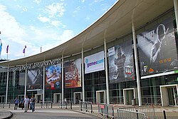 The Gamescom in Cologne is the world's largest gaming event, with 370,000 visitors and 1,037 exhibitors from 56 countries attending the event in 2018.[73]