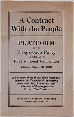 16-page campaign booklet with party platform of the Progressive Party